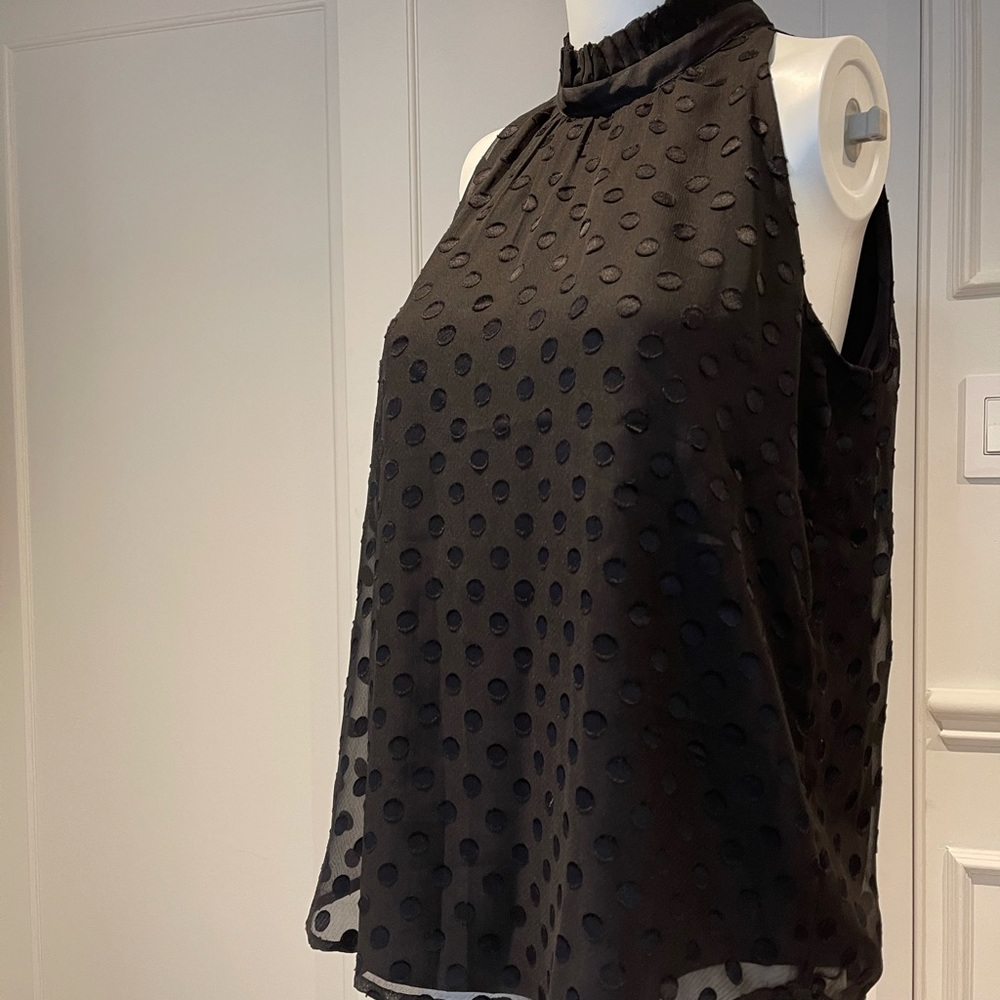 Ann Taylor Black Polka Dot Sleeveless Top S NWT